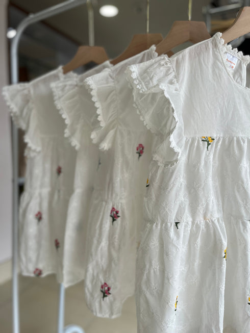 Summer Embroidered Patchwork Border Layer Tops